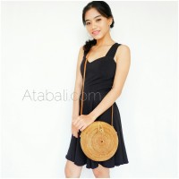 Ata unique circle bag long leather strap 